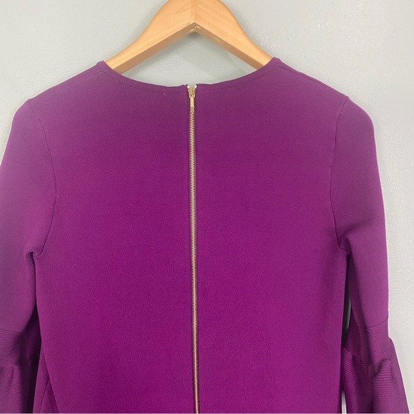 Ted Baker Tynia Purple Dress Ruffled Peplum Shift Sz 6 - Picture 6 of 10